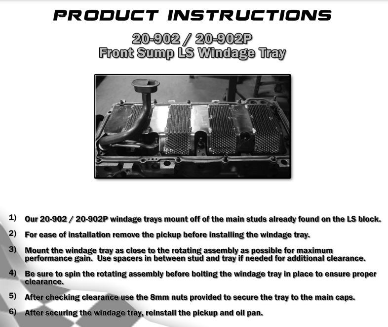 Canton Racing Products 20-902P Chevy Windage Tray